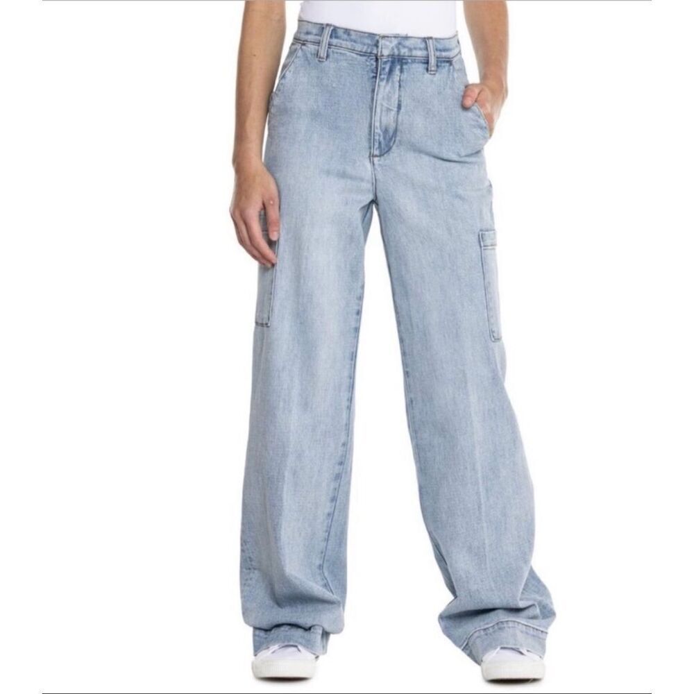 Joe’s Jeans Light Blue Relaxed High Waist Wide Leg Cargo Nolan Jeans Size 26
